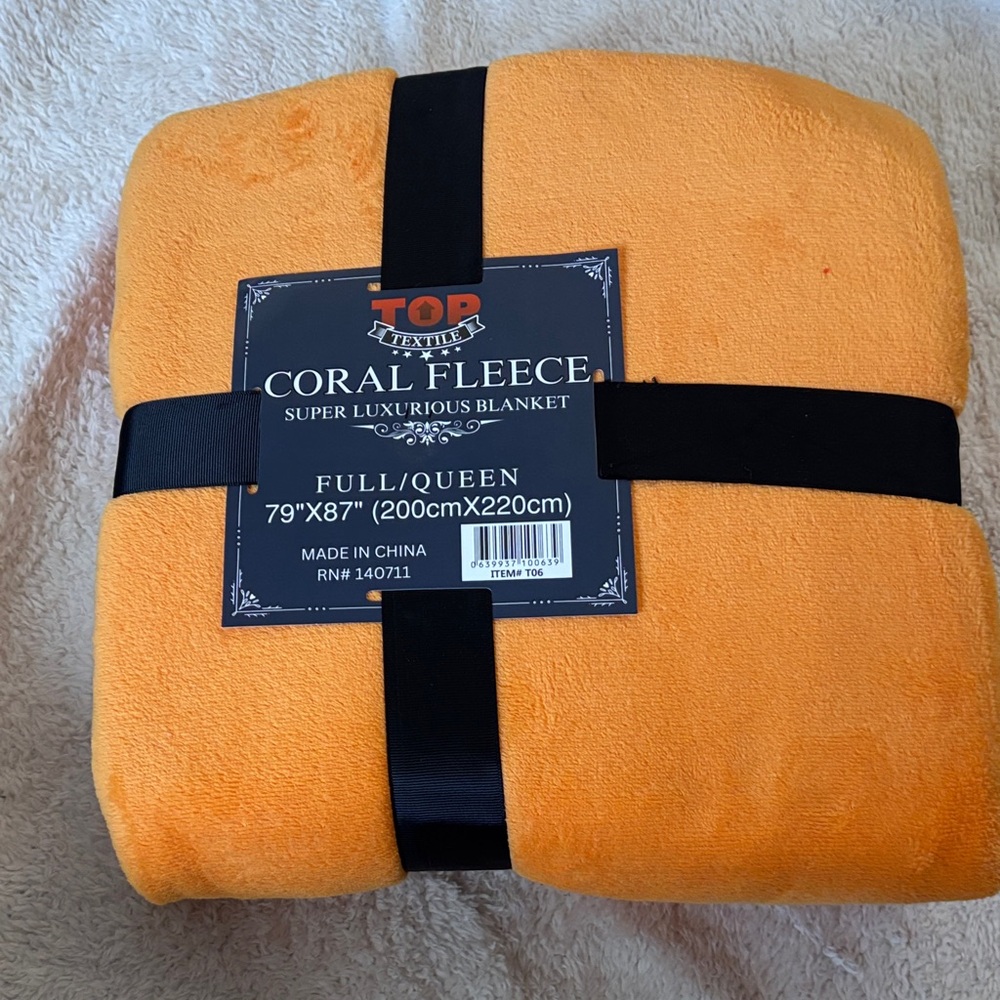 Top Coral Fleece Orange Blanket